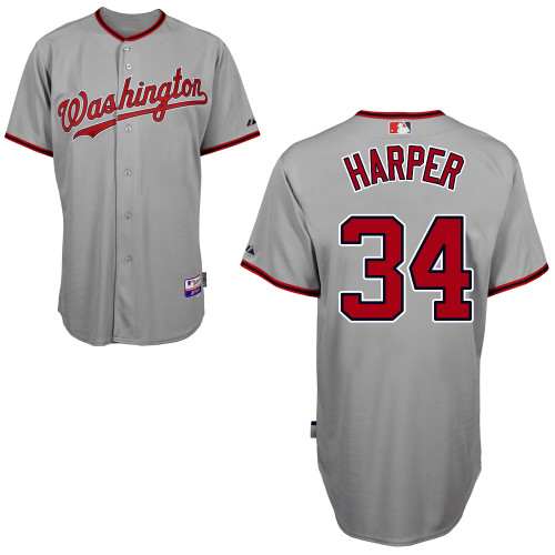 Nationals #34 Bryce Harper Grey Cool Base Stitched MLB Jersey - Click Image to Close